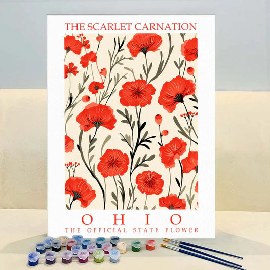 Ohio State Flower - Scarlet Carnation - Paint by Numbers Kit