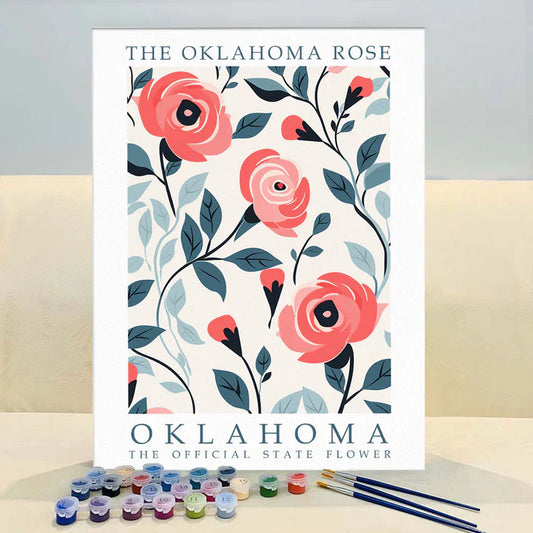 Oklahoma State Flower - Oklahoma Rose - Paint by Numbers Kit