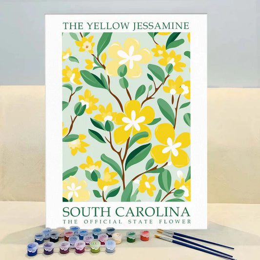 South Carolina State Flower - Yellow Jessamine - Paint by Numbers Kit