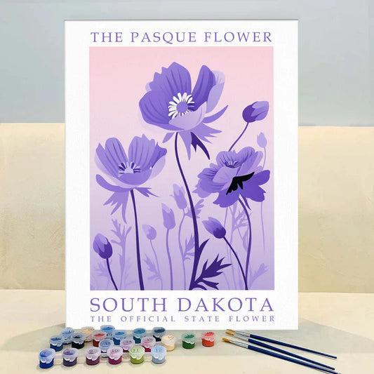 South Dakota State Flower - Pasque Flower - Paint by Numbers Kit