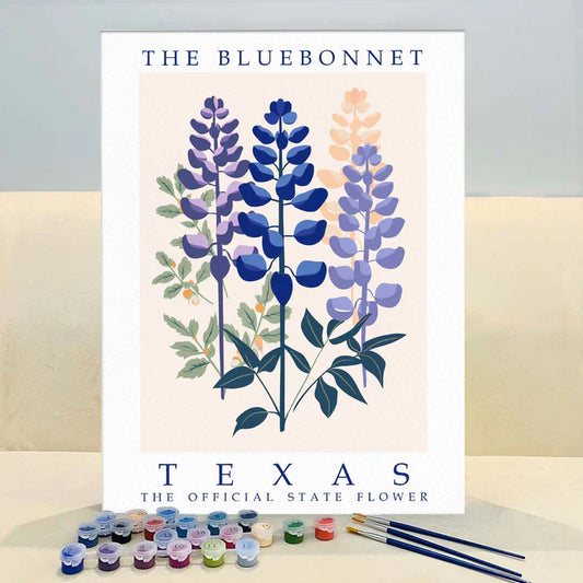 Texas State Flower - Bluebonnet - Paint by Numbers Kit