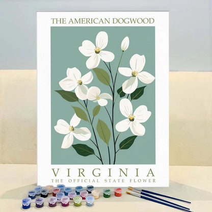 Virginia State Flower - American Dogwood - Paint by Numbers Kit