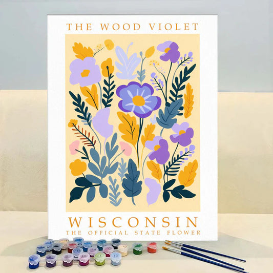 Wisconsin State Flower - Wood Violet - Paint by Numbers Kit
