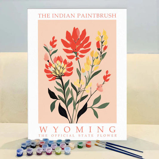 Wyoming State Flower - Indian Paintbrush - Paint by Numbers Kit