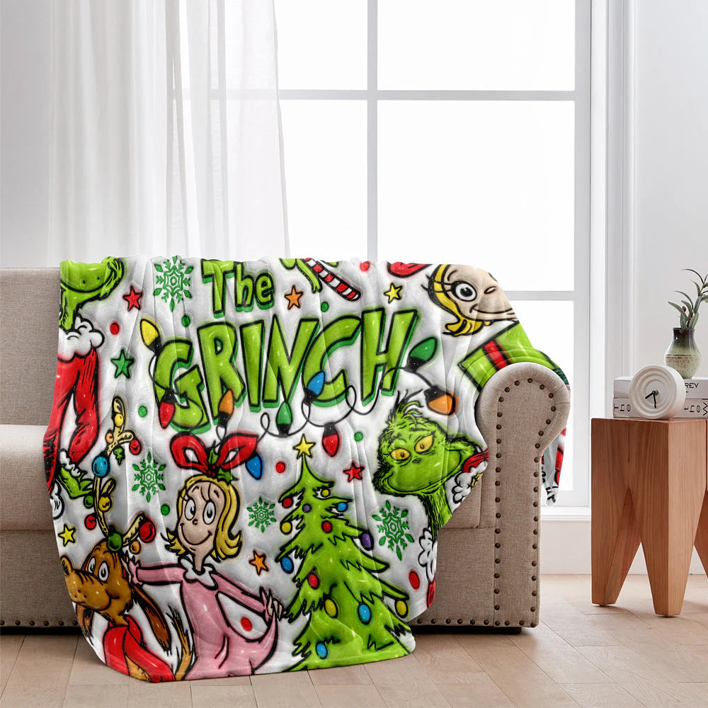 Merry Grinchmas The Grinch - Personalized 3D Inflated Effect Blanket