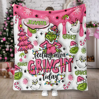Feeling Extra Grinchy Today - Personalized 3D Inflated Effect Blanket