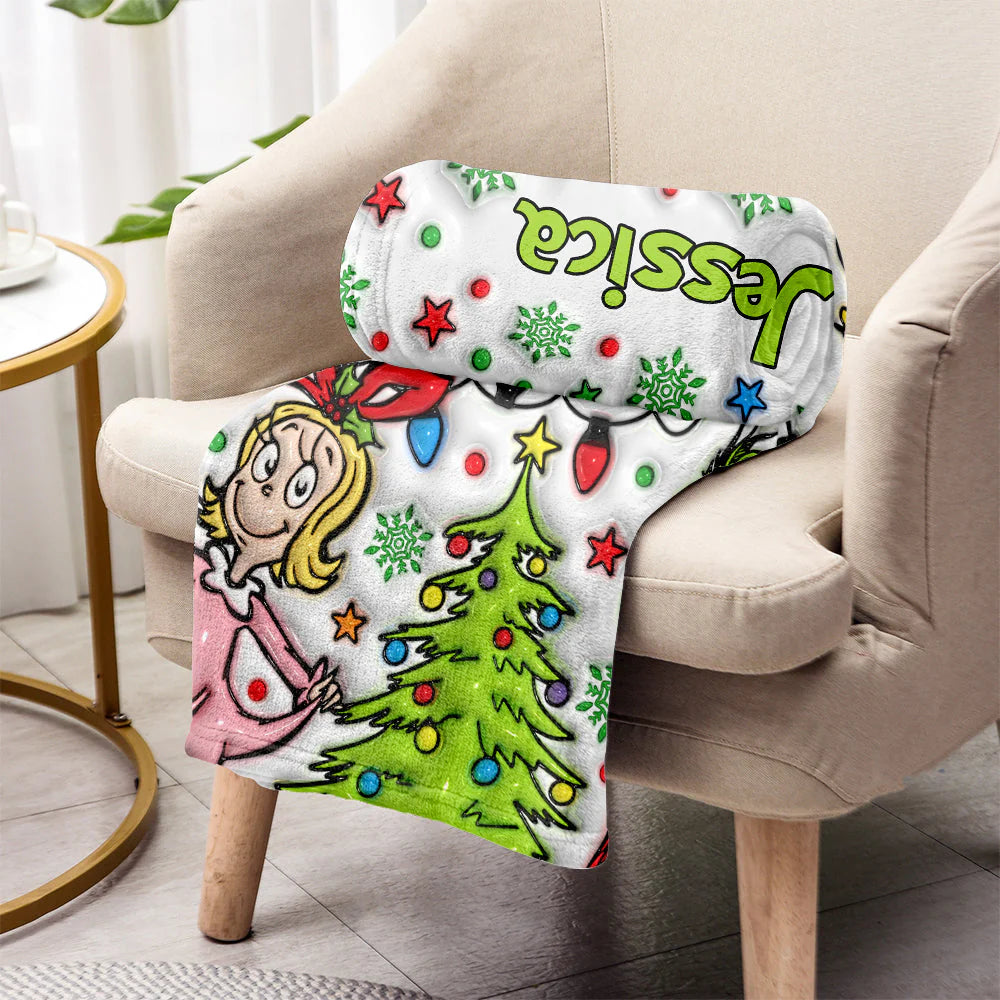 Merry Grinchmas The Grinch - Personalized 3D Inflated Effect Blanket
