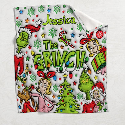 Merry Grinchmas The Grinch - Personalized 3D Inflated Effect Blanket