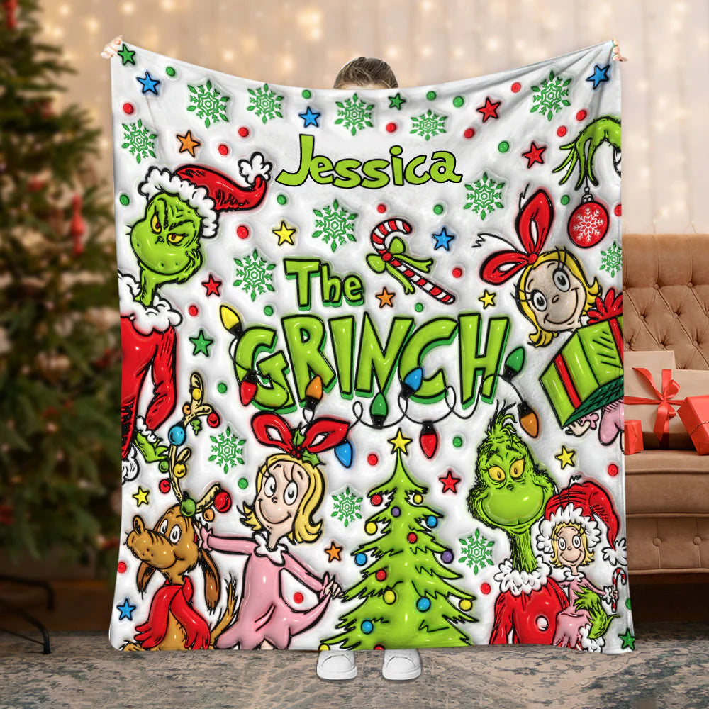 Merry Grinchmas The Grinch - Personalized 3D Inflated Effect Blanket