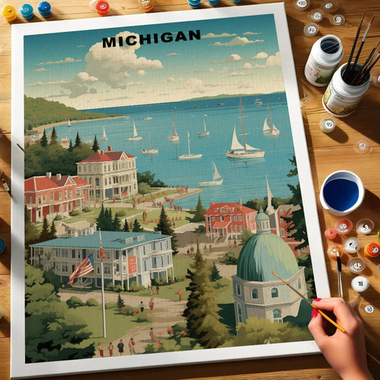 Michigan U.S. State - Paint by Numbers Kit EasyArtJoy