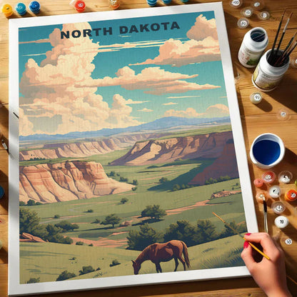 North Dakota U.S. State - Paint by Numbers Kit EasyArtJoy