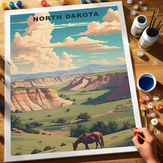 North Dakota U.S. State - Paint by Numbers Kit EasyArtJoy