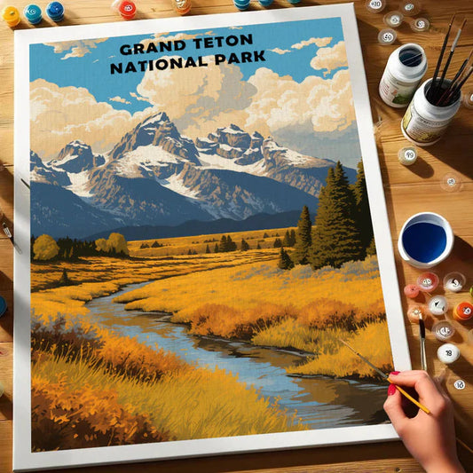 Grand Teton National Park - Paint by Numbers Kit EasyArtJoy