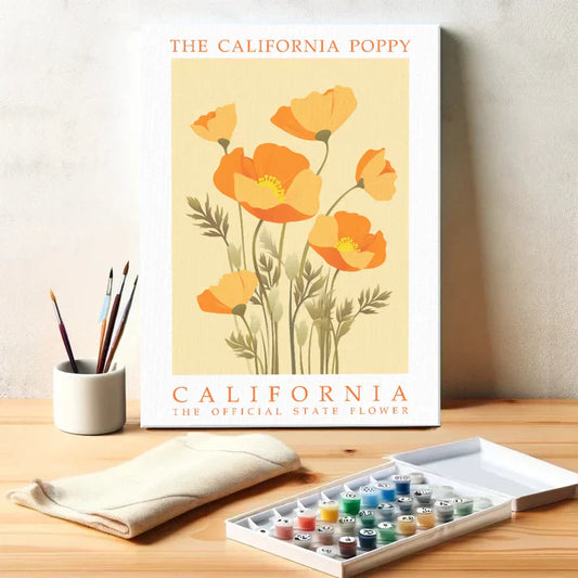 California State Flower - California Poppy - Paint by Numbers Kit