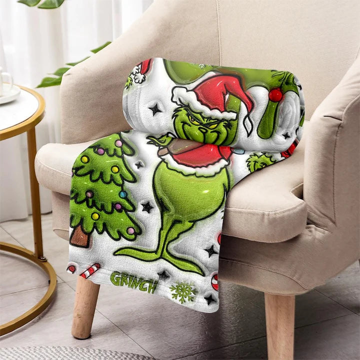 Green Grinchy Christmas - Personalized 3D Inflated Effect  Blanket